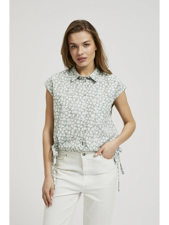 Moodo Vzorčasta bluza z vezavo