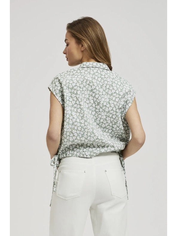 Moodo Vzorčasta bluza z vezavo