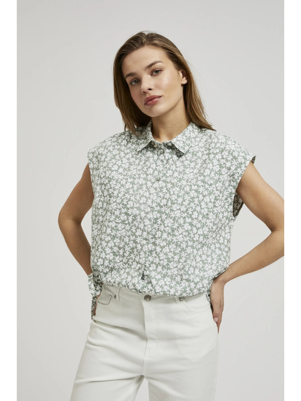 Moodo Vzorčasta bluza z vezavo