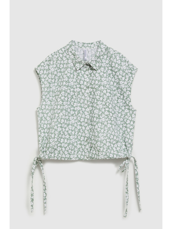 Moodo Vzorčasta bluza z vezavo