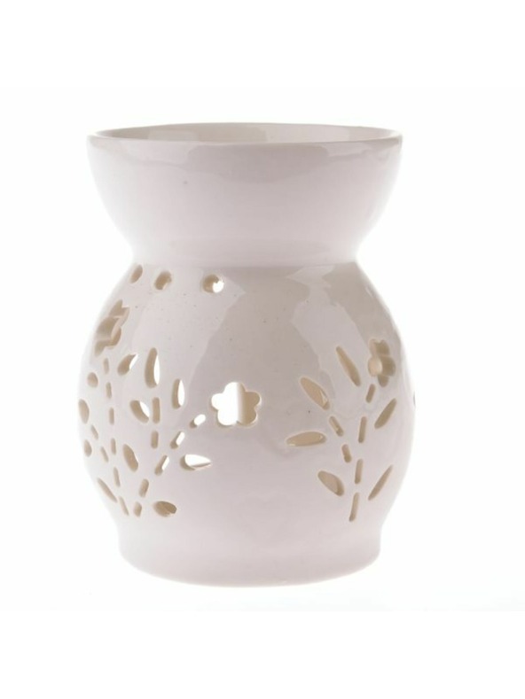 Casa de Engel Porcelanasta aromska svetilka s cvetovi, bela, 1/48