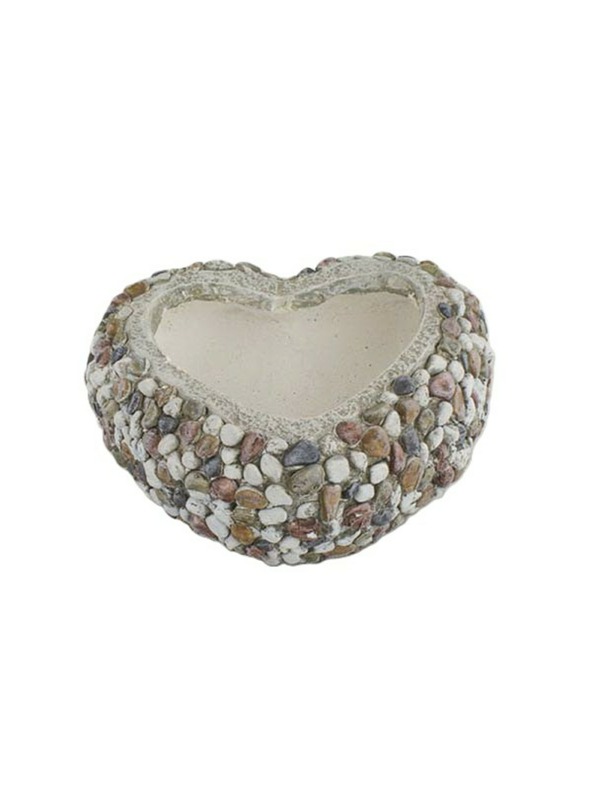 Casa de Engel Vrtni lonček s kamni - srce (poliester), 0/3
