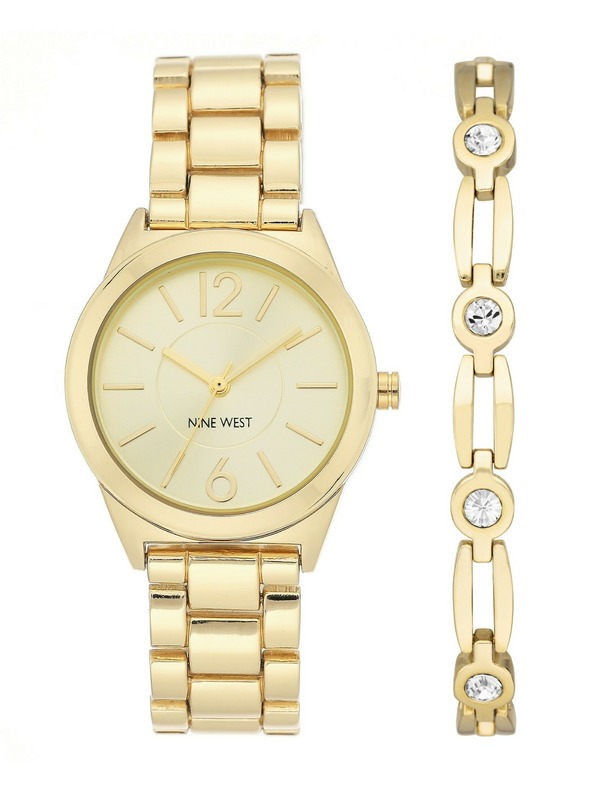 Nine West	 Ženski darilni komplet ure in zapestnice Nine West NW/2168GPST