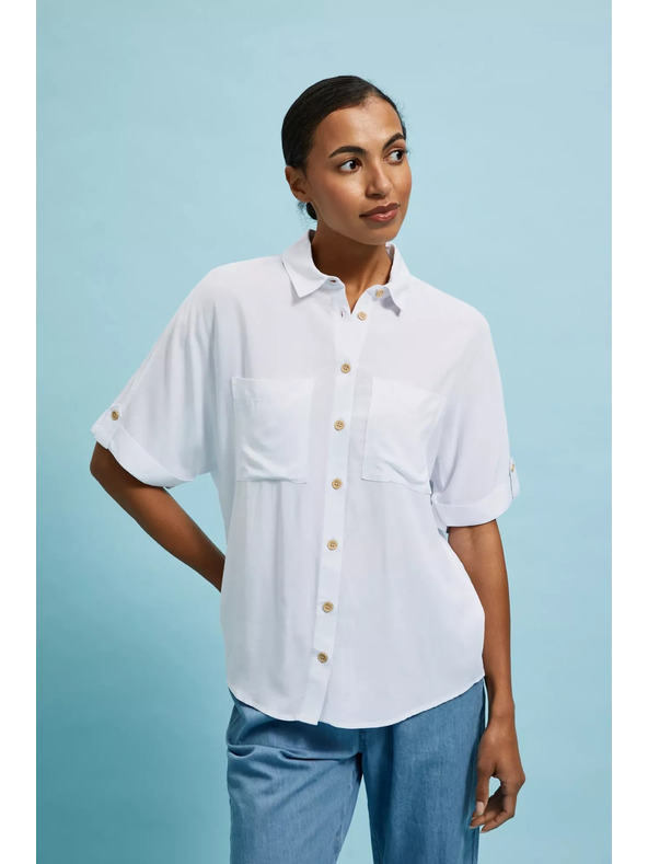 Moodo Bela srajca s kratkimi rokavi
