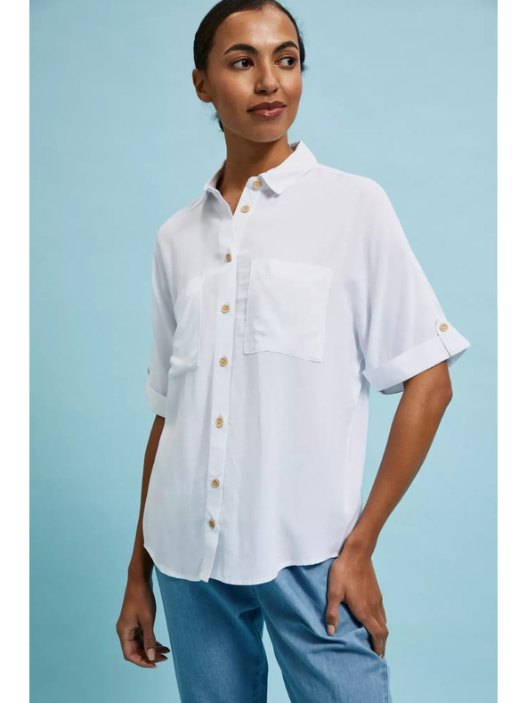 Moodo Bela srajca s kratkimi rokavi