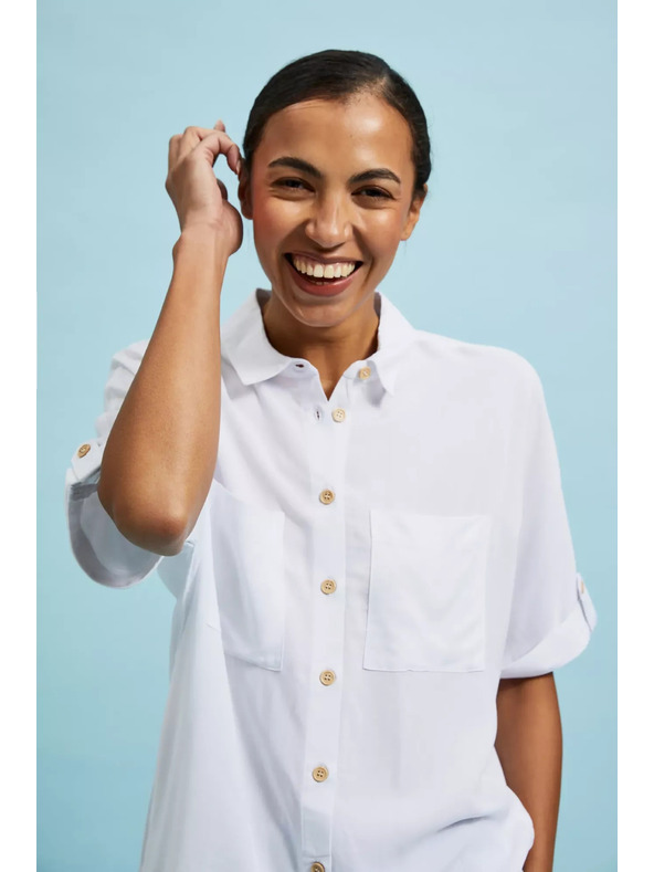 Moodo Bela srajca s kratkimi rokavi