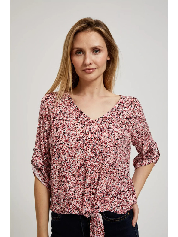 Moodo Rožnata bluza z vezavo