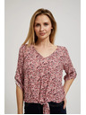 Moodo Rožnata bluza z vezavo