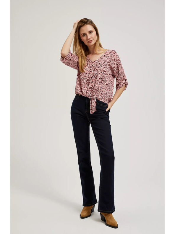 Moodo Rožnata bluza z vezavo