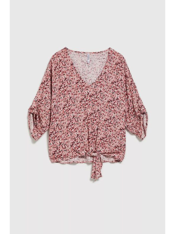 Moodo Rožnata bluza z vezavo