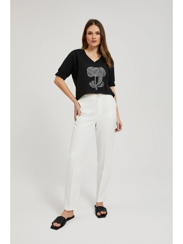 Moodo Bele ravne hlače Moodo