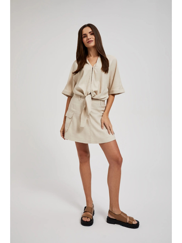 Moodo Kremaste kratke hlače z žepi