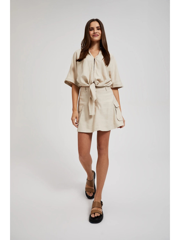 Moodo Kremaste kratke hlače z žepi