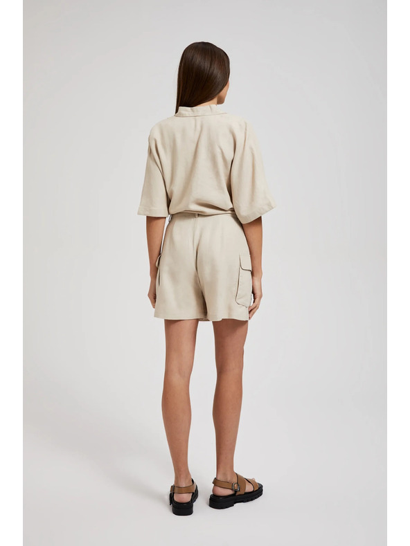 Moodo Kremaste kratke hlače z žepi