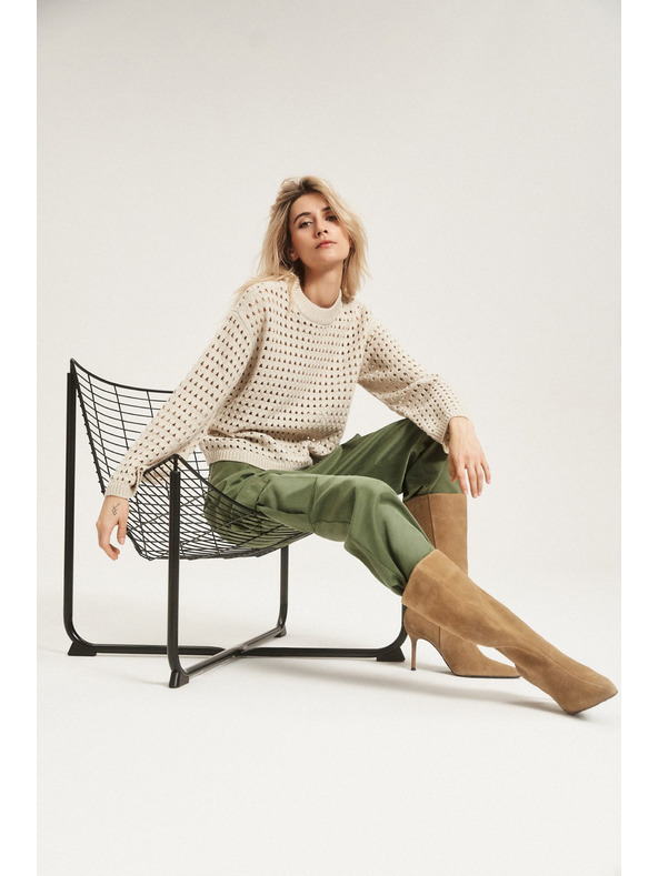 Moodo Kremast luknjičast pulover