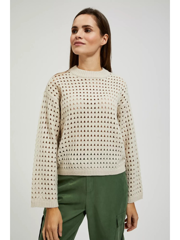 Moodo Kremast luknjičast pulover