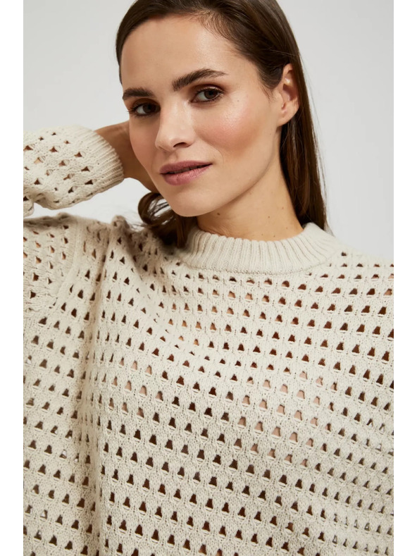Moodo Kremast luknjičast pulover
