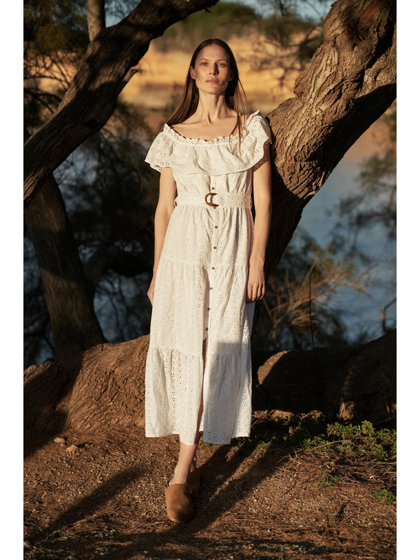 Moodo Dolge obleke z spuščenimi rameni