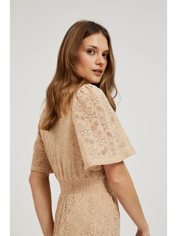 Moodo Kremaste čipkaste maksimalne obleke