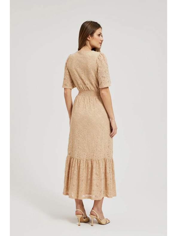 Moodo Kremaste čipkaste maksimalne obleke