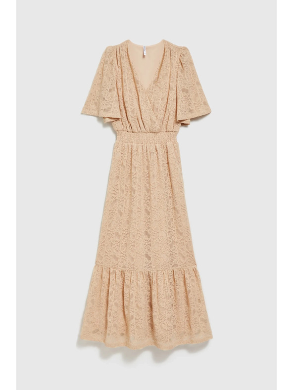 Moodo Kremaste čipkaste maksimalne obleke