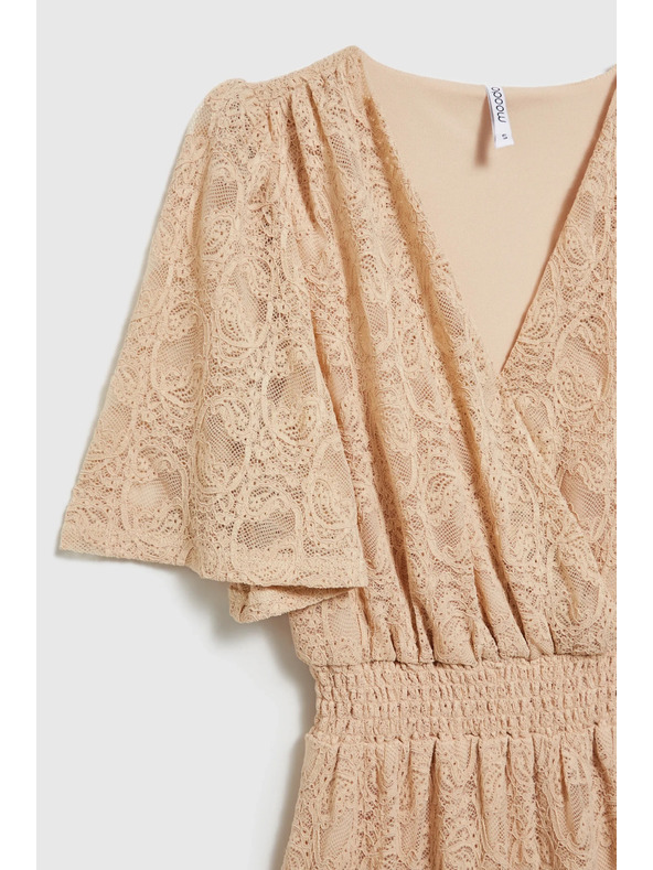 Moodo Kremaste čipkaste maksimalne obleke