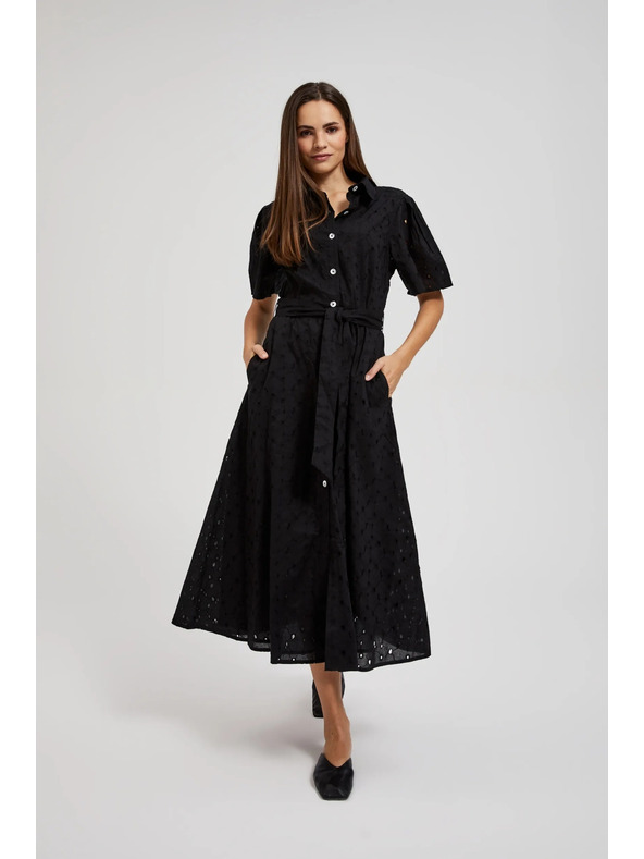 Moodo Črne srajčne obleke s širokimi rokavi