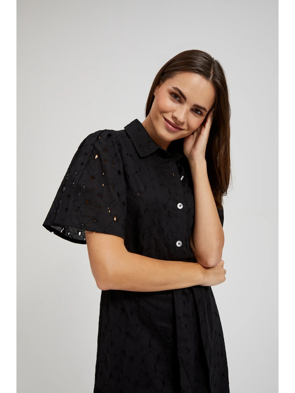 Moodo Črne srajčne obleke s širokimi rokavi