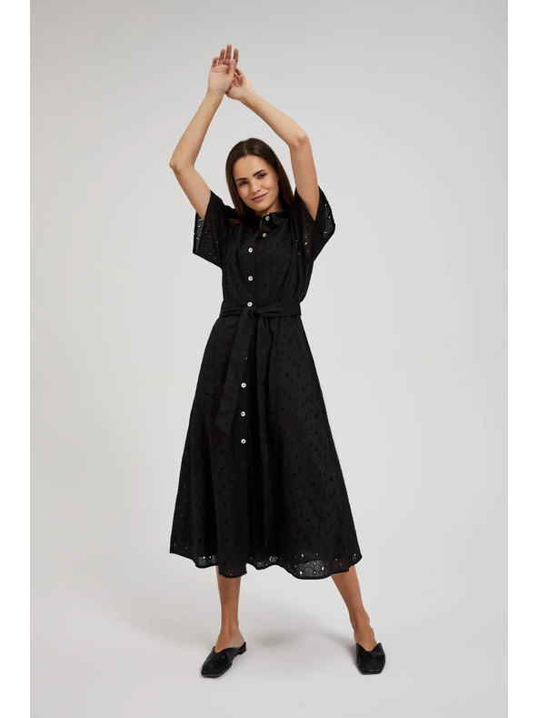 Moodo Črne srajčne obleke s širokimi rokavi