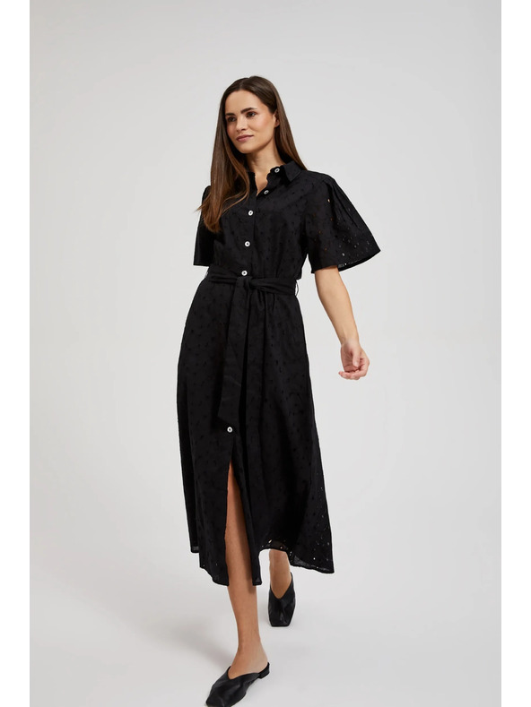 Moodo Črne srajčne obleke s širokimi rokavi