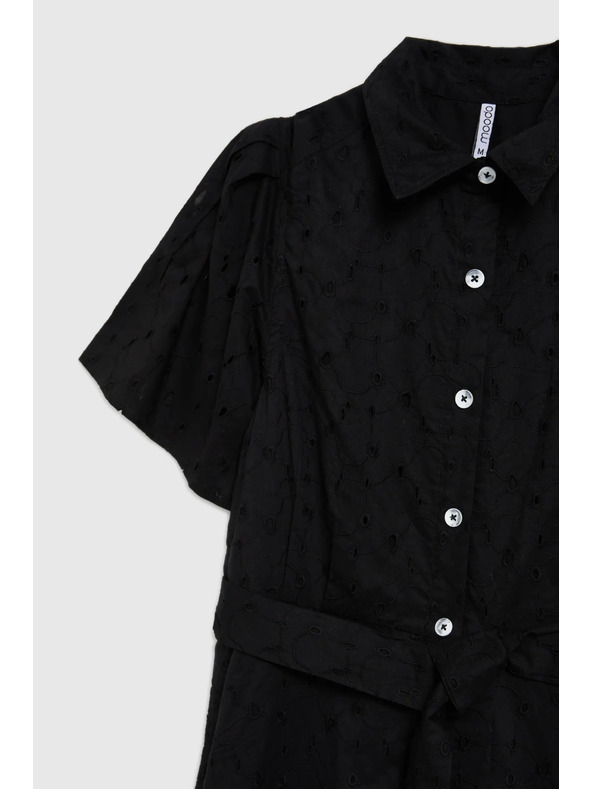 Moodo Črne srajčne obleke s širokimi rokavi