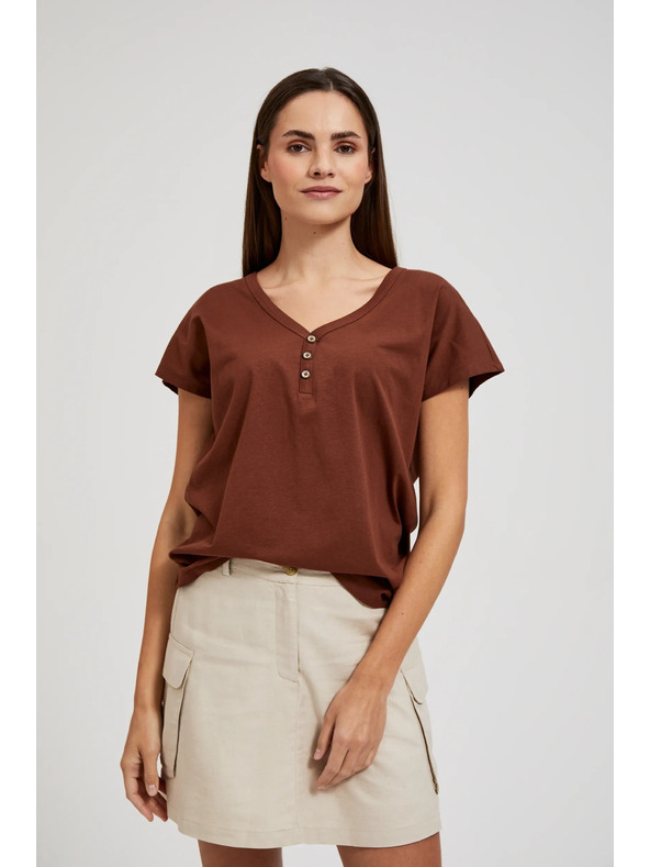 Moodo Rjav top z gumbi