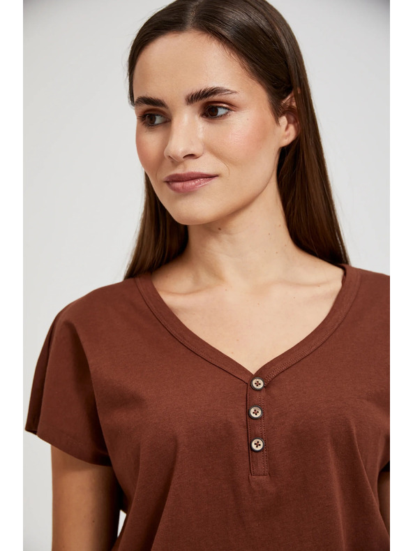 Moodo Rjav top z gumbi