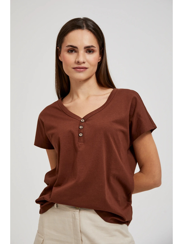 Moodo Rjav top z gumbi