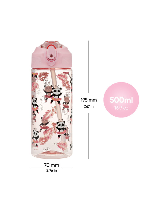 BAAGL  BAAGL Tritanska steklenica za pijačo z slamico Panda 500 ml