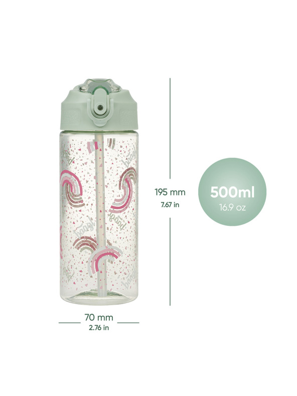 BAAGL  BAAGL Tritanska steklenica za pijačo z slamico Mavrica 500 ml