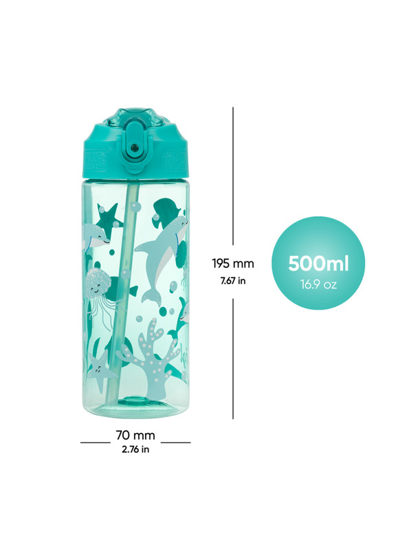 BAAGL  BAAGL Tritanska steklenica za pitje z slamico Delfin 500 ml