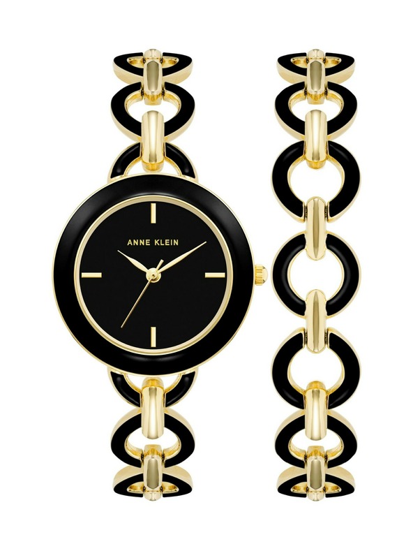 Anne Klein Darilni komplet ure in zapestnice Anne Klein AK/4066BKST
