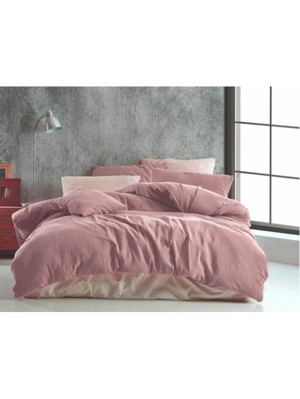 Kvalitex Podaljšano muslinasto posteljno perilo 140x220, 70x90cm rožnato