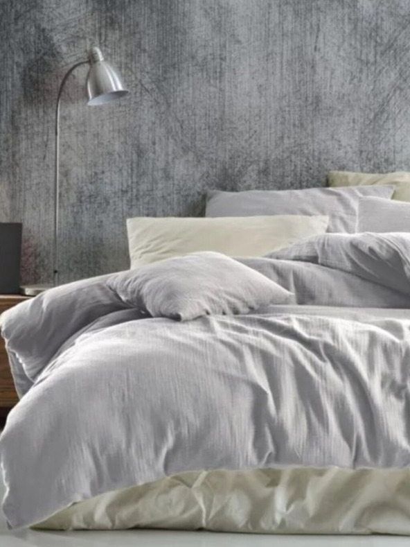 Kvalitex Francosko muslinasto posteljno perilo 240x220, 70x90cm svetlo sivo Kvalitex