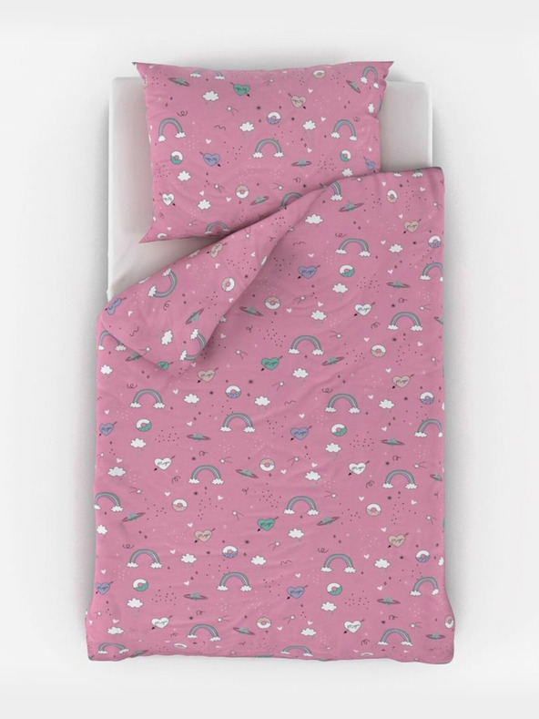 Kvalitex Bombažna posteljnina za otroško posteljico Obláčky roza