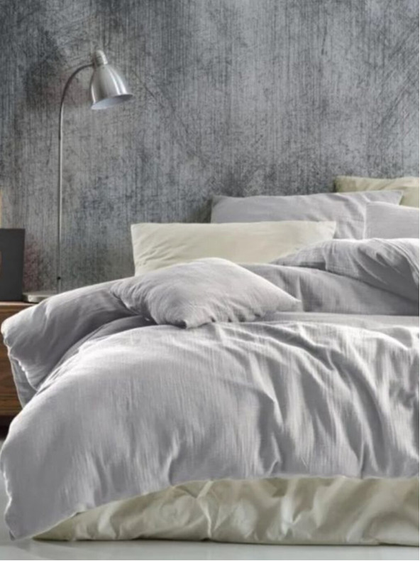 Kvalitex Francoska muslinjasta posteljnina 240x200, 70x90cm svetlo siva Kvalitex