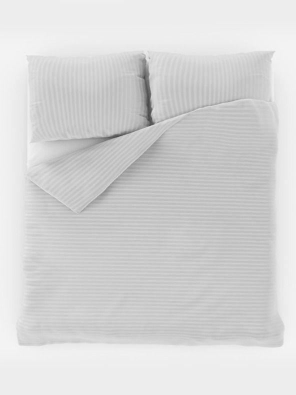 Kvalitex Francosko satenasto posteljno perilo s črtami 1+2, 240x200, 70x90cm BELA