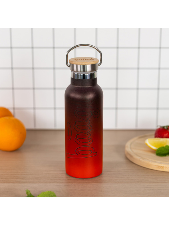 BAAGL  BAAGL Termovka z bambusovim pokrovom Gradient rdeče-črna, 500 ml
