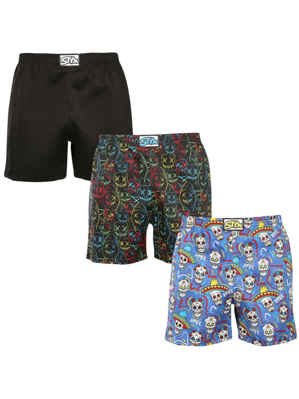 Styx Komplet treh - moške spalne hlače Styx večbarvne