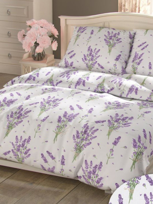 Kvalitex Francosko podaljšano bombažno posteljnino PROVENCE COLLECTION 240x220, 70x90 cm SIVKA vijolična