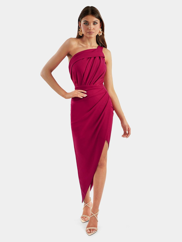 Edoti KARMINE midi obleka - fuksijeva
