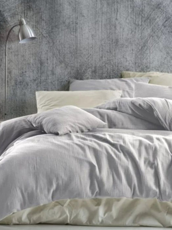 Kvalitex Muslinasto posteljno perilo 140x200, 70x90cm svetlo sivo Kvalitex