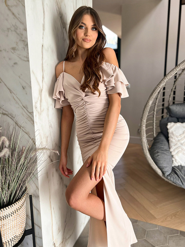 Edoti Maxi obleka FLORENCE - kremna