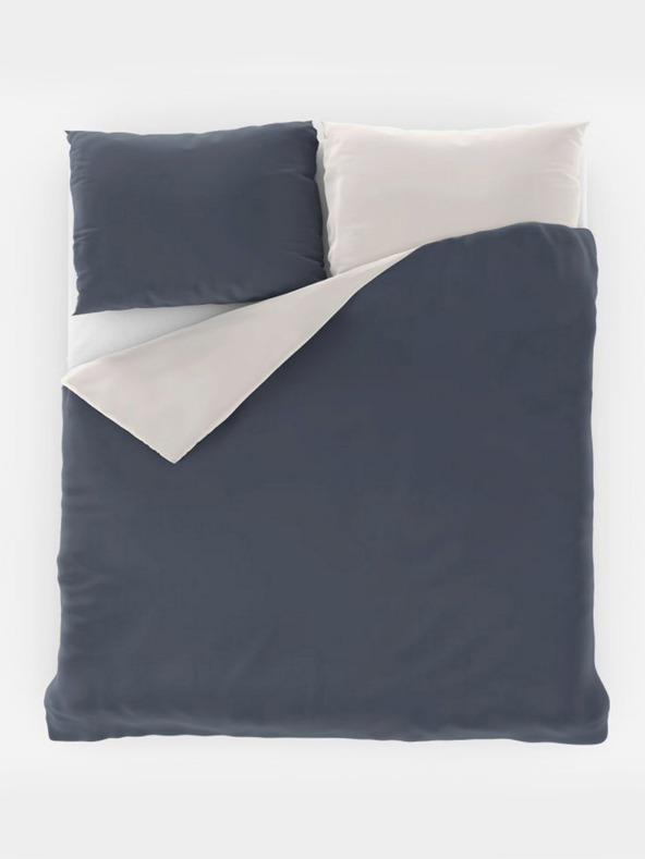 Kvalitex Saténové francúzske posteľné prádlo LUXURY COLLECTION 1+2, 200x200, 70x90cm tmavosivé / biele